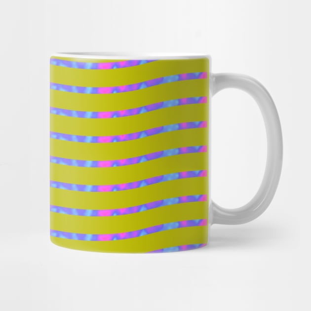 Wavy Lines Rainbow on Yellow Green by ArtticArlo